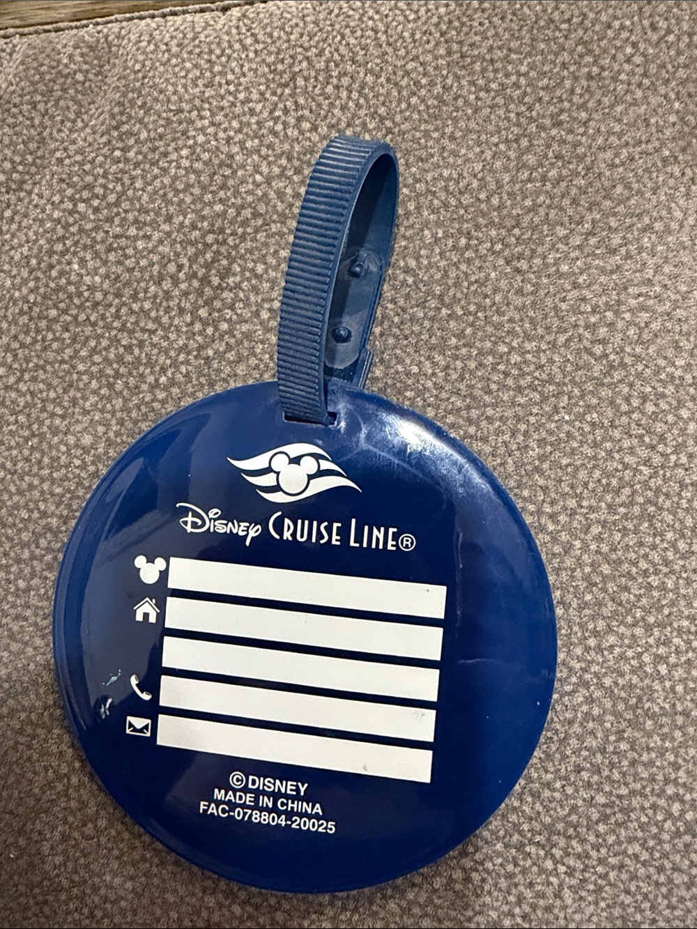 Disney Cruise Line Navy Luggage Tag with Strap